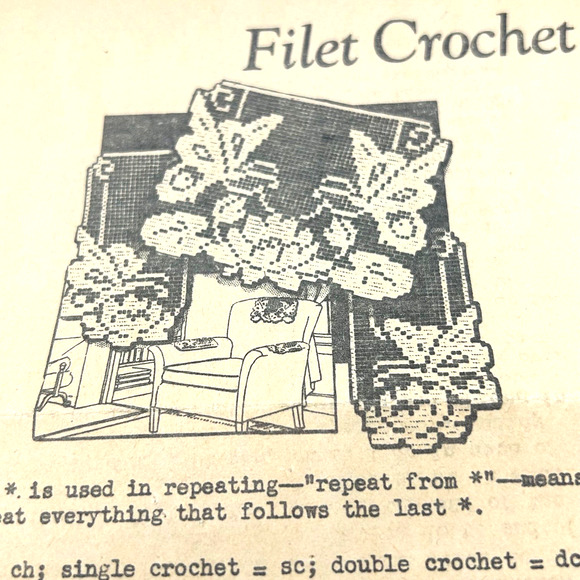 Laura Wheeler Vintage Pattern #5472 & #1773 Filet Crochet Chair Set Flowers Bird - Picture 3 of 3